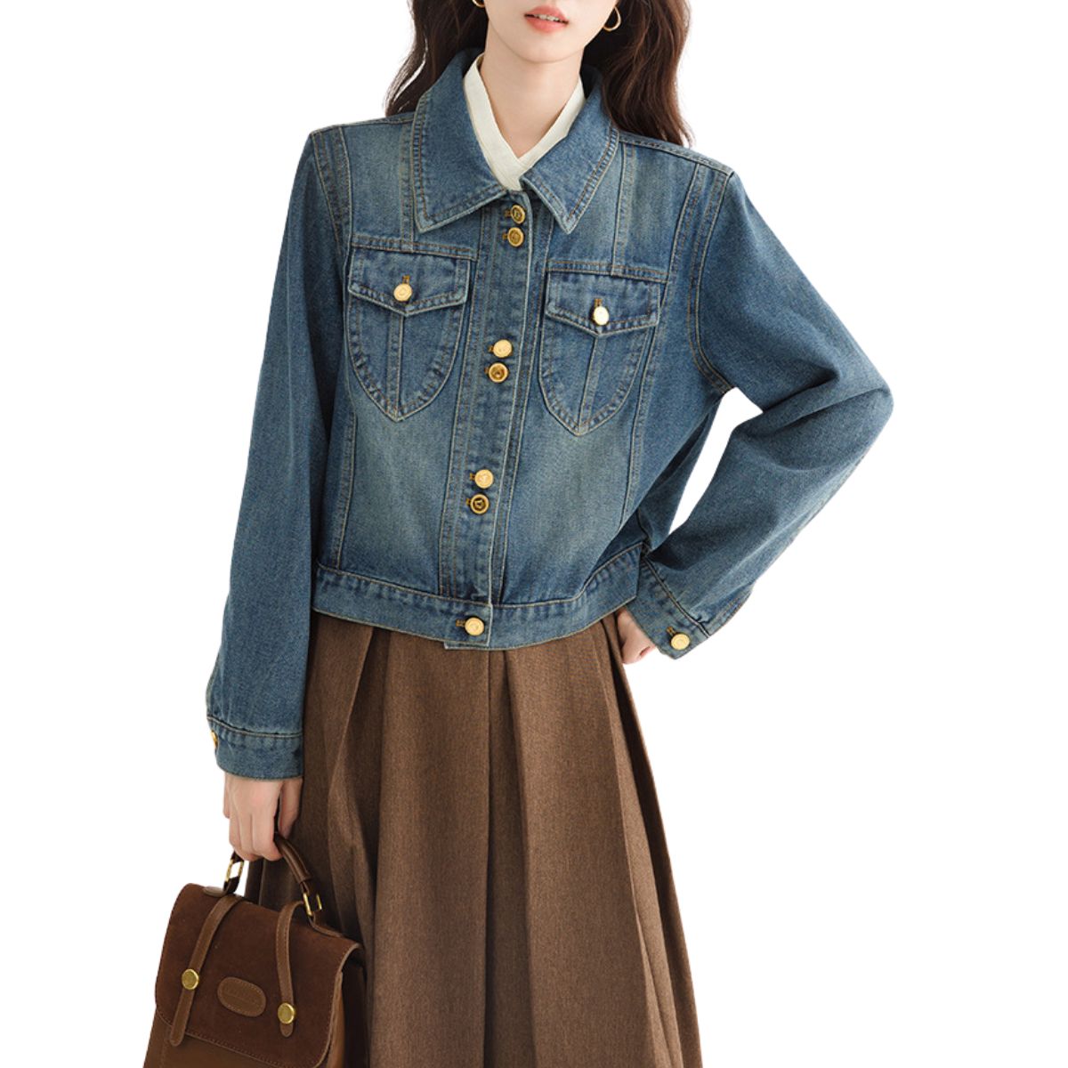 Women's Washed Denim Trucker Jacket