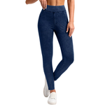High-Waist Knit Denim Skinny Jeggings