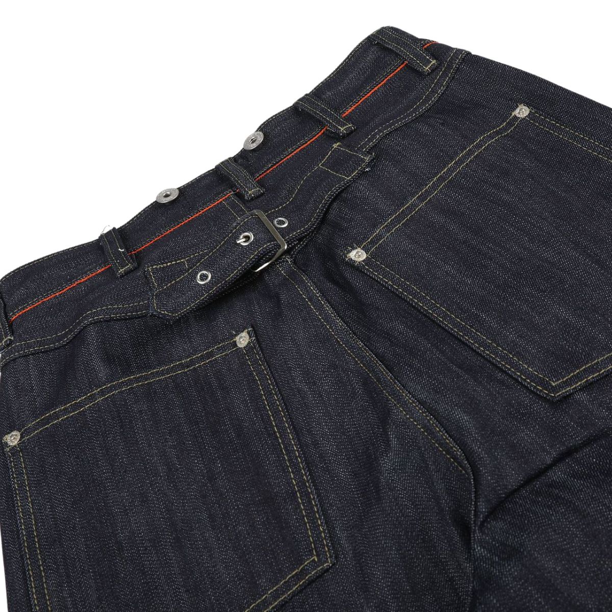 Raw Indigo Wide Leg Jeans with Metal Horsebit Detail