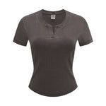 Women’s Retro Wash Fitted Stand Collar Tee