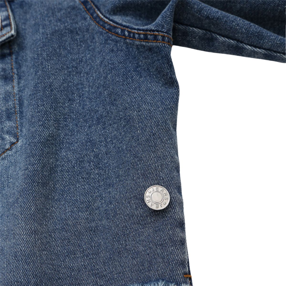 Cropped Raw Hem Washed Denim Jacket