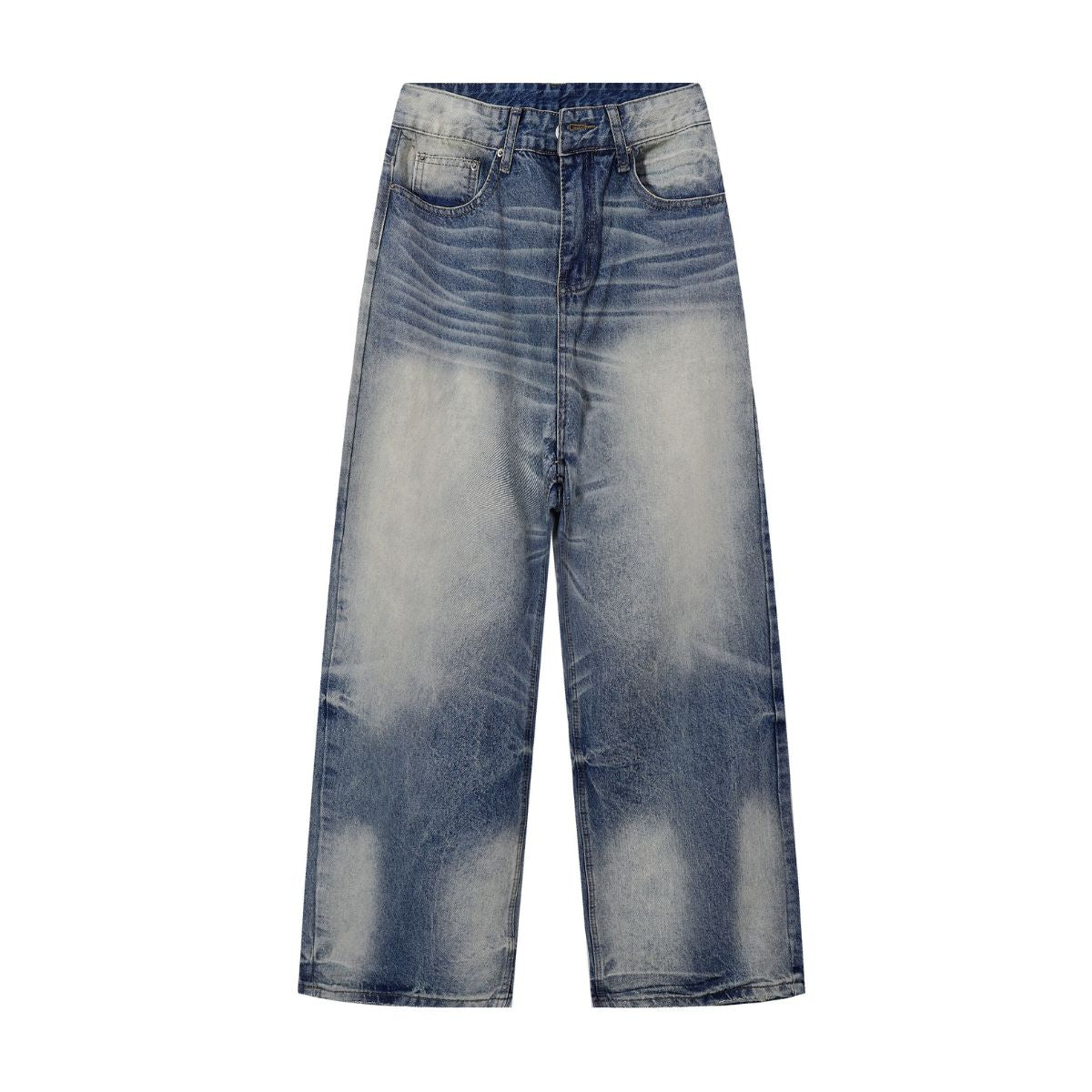 Heavy Wash High-Rise Straight Leg Jeans