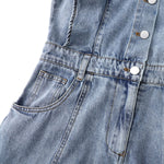 Armhole Ruffle Sleeveless Denim Midi Dress