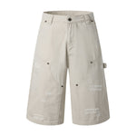 Vintage Washed Distressed Utility Bermuda Shorts