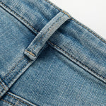 Rose Embroidered Lace-Cut Jeans with Pearl Beading