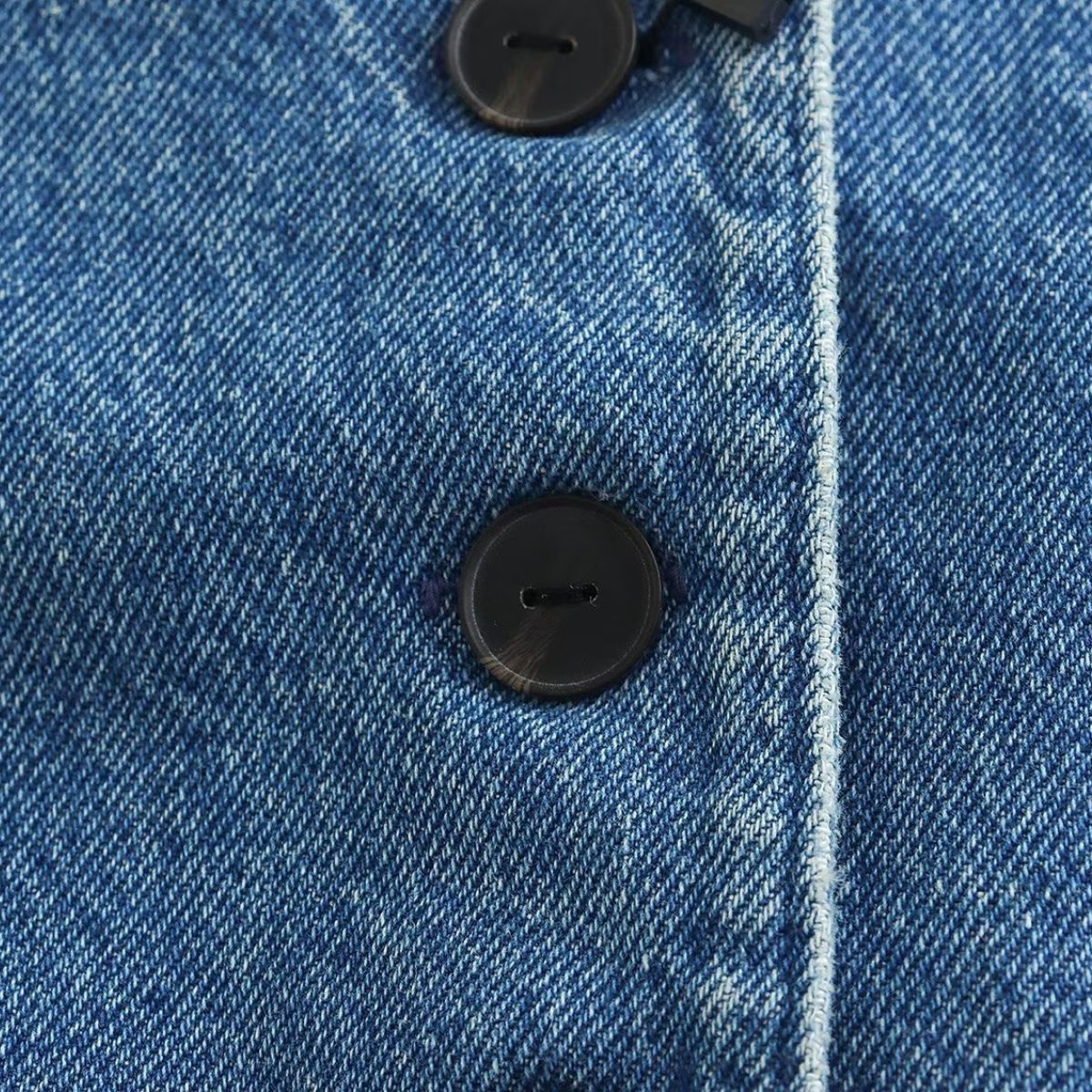 Classic Blue Button-Front Denim Vest