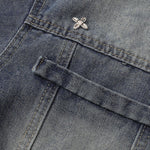 Silver Metal Flower Studs Denim Jacket