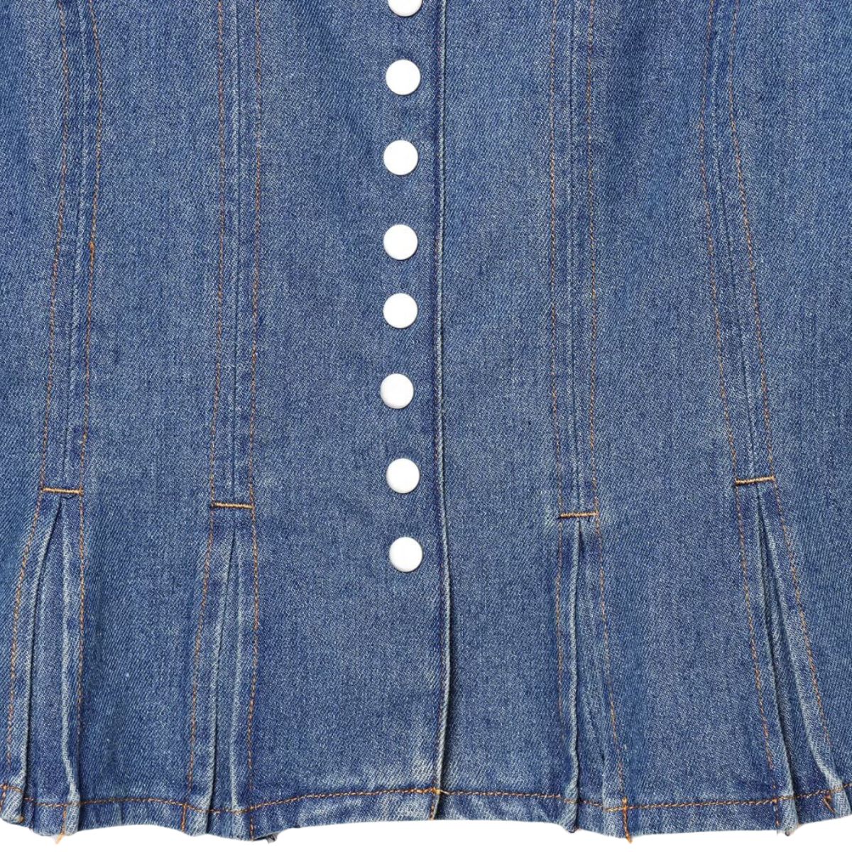 Button-Front Pleated Denim Tank Top
