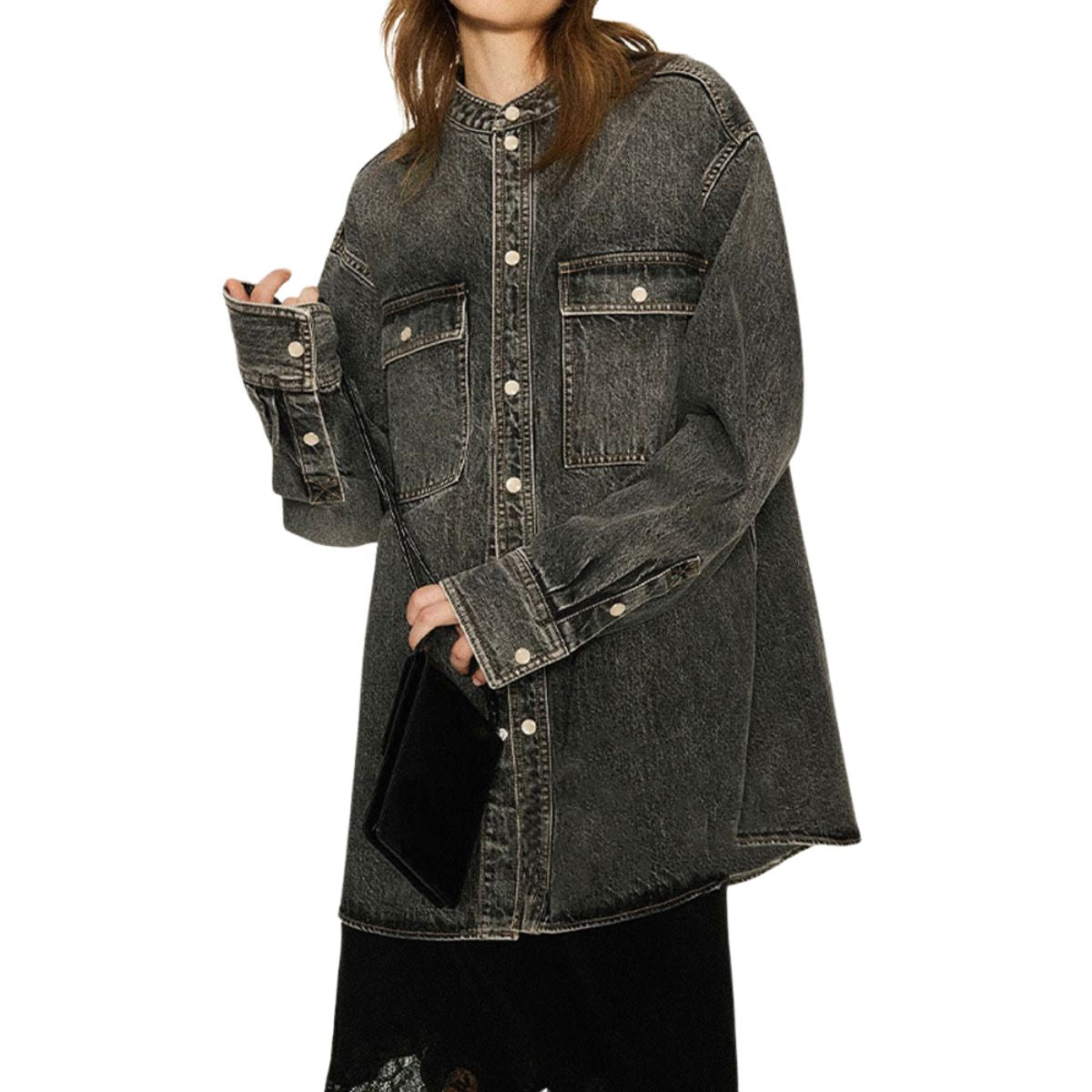 Oversized Washed Denim Shacket