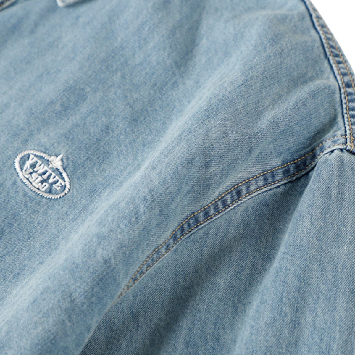 Long-Sleeve Button-Front Denim Shirt