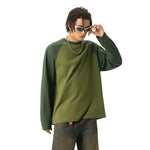 Relaxed Contrasting Colors Raglan Long Sleeve Top 270gsm