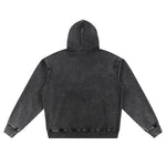 Knit Denim Kangaroo Pocket Hoodie