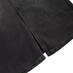 Black Washed Denim Midi Skirt