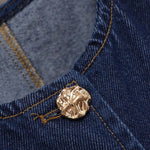 Women's Gold Button Denim Vest