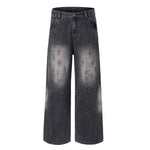 Charcoal Grey Wide-Leg Vintage Washed Jeans