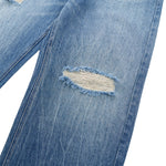 Retro Wash Ripped Wide Leg Denim Jeans