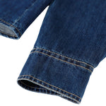 Button-Front Lace Trim Denim Shirt