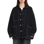 Loose Fit Denim Button-Front Jacket