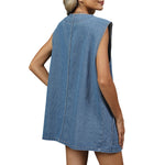 Denim V Neck Button-Front Vest