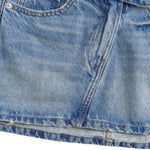 Crossover Asymmetric Waist Distressed Denim Mini Skirt