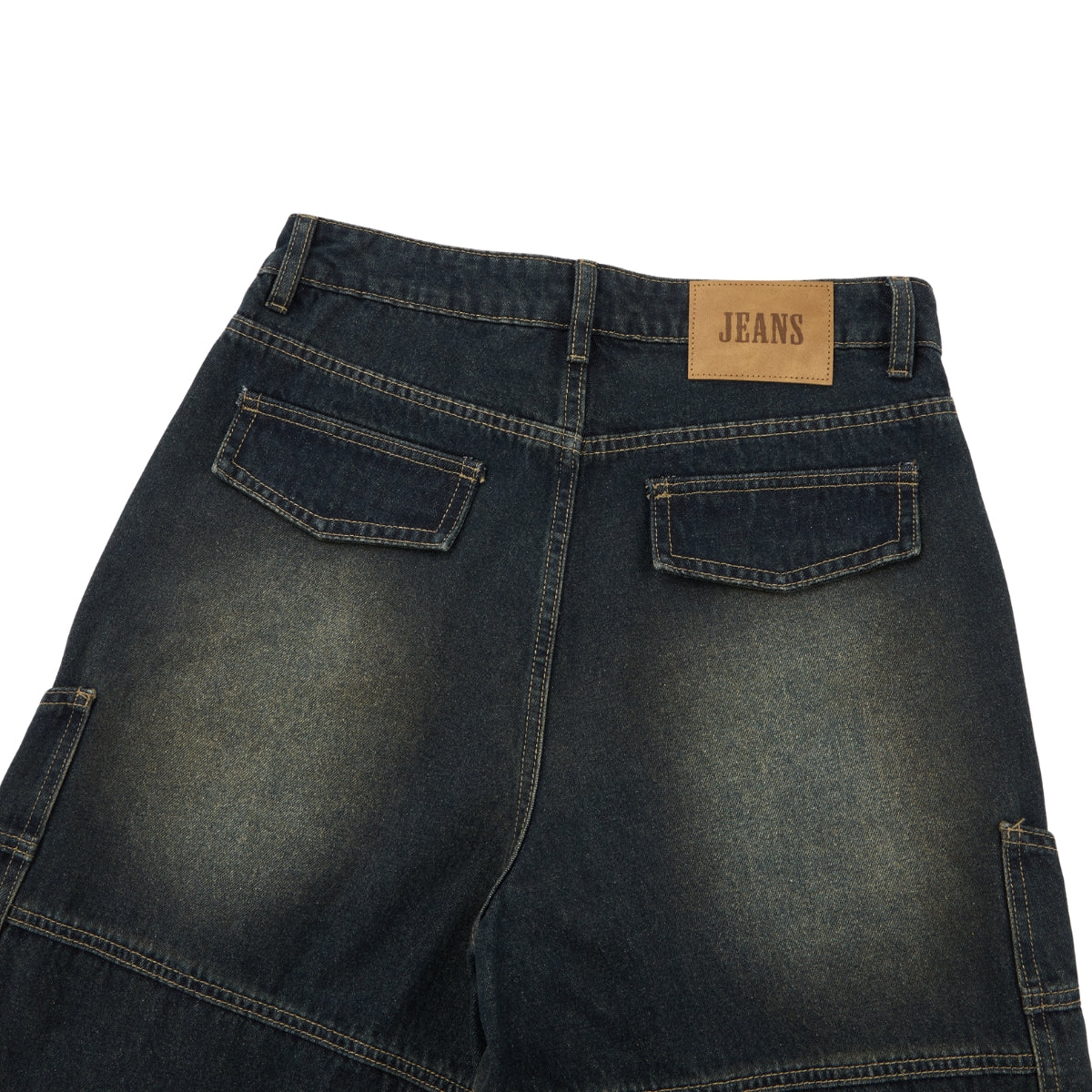 Washed Structured Heavy-Duty Straight-Leg Carpenter Jeans