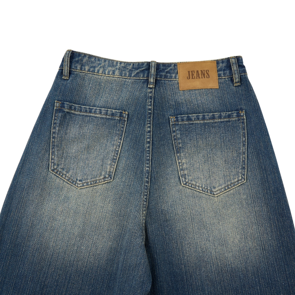 Vintage Whiskered Slub Relaxed Wide-Leg Denim Pants