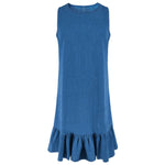 Ruffle Hem Sleeveless Denim Mini Dress