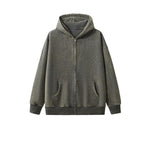 Stone Wash Zip-Front Fleece Hoodie