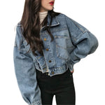Cropped Denim Button-Front Jacket