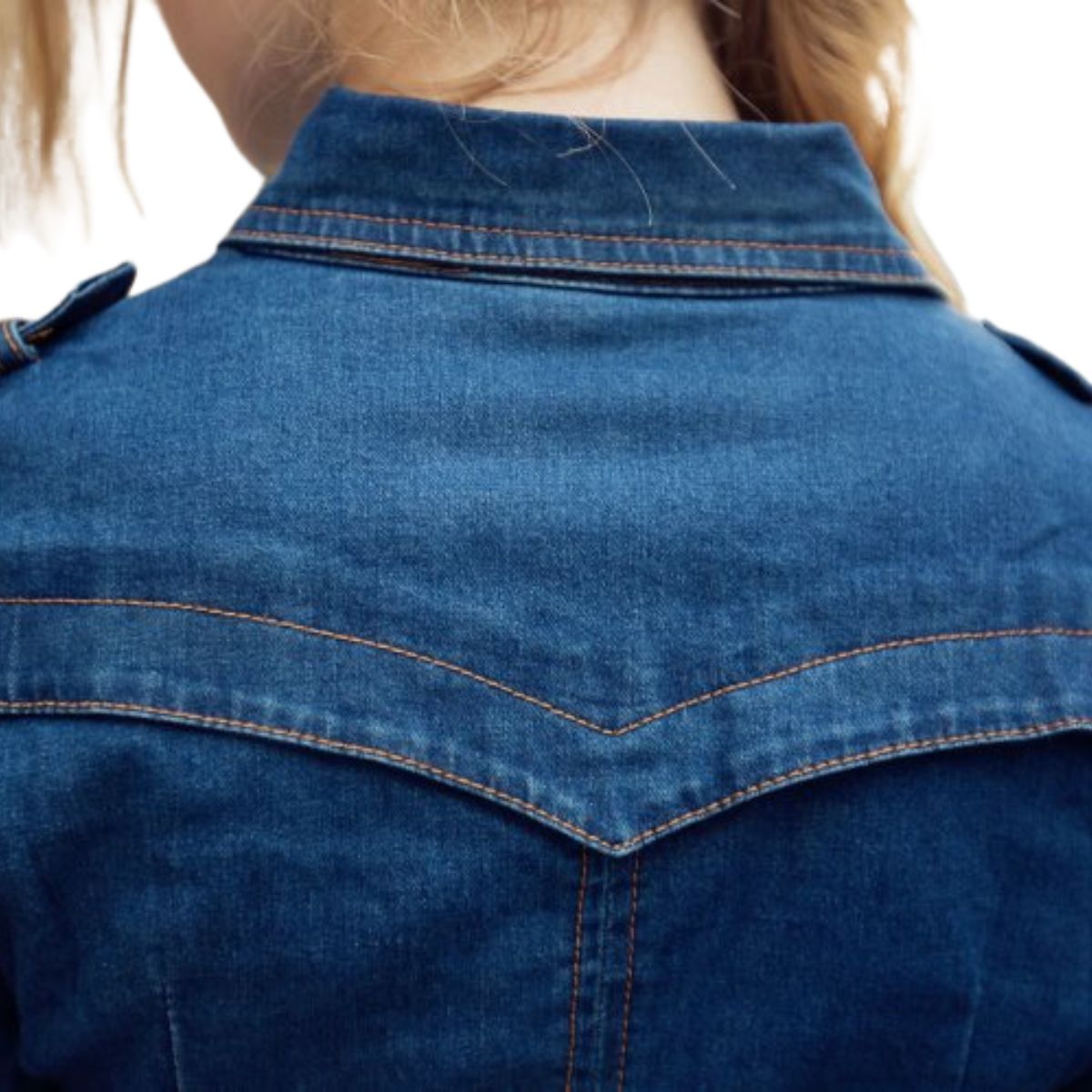 Long-Sleeve Button-Front Denim Midi Dress