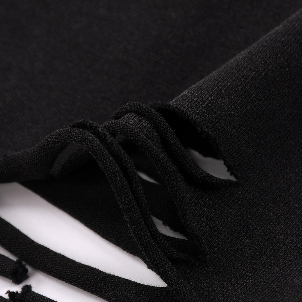 Black Washed Cotton Ripped Boxy Tee