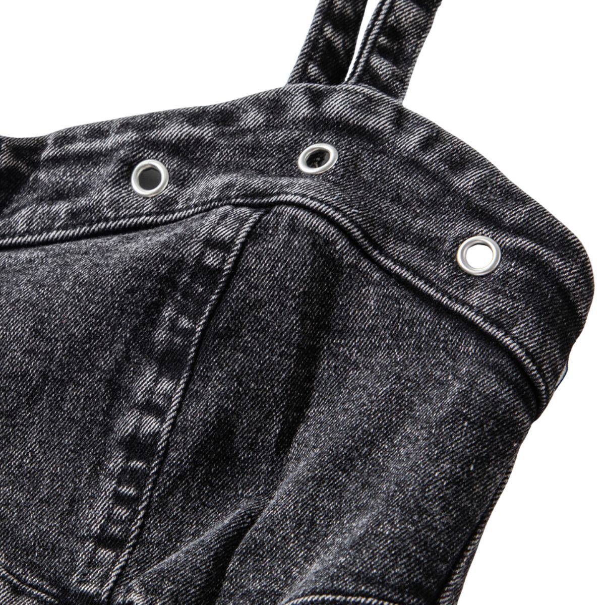 Front-Zip Smocked Denim Mini Dress