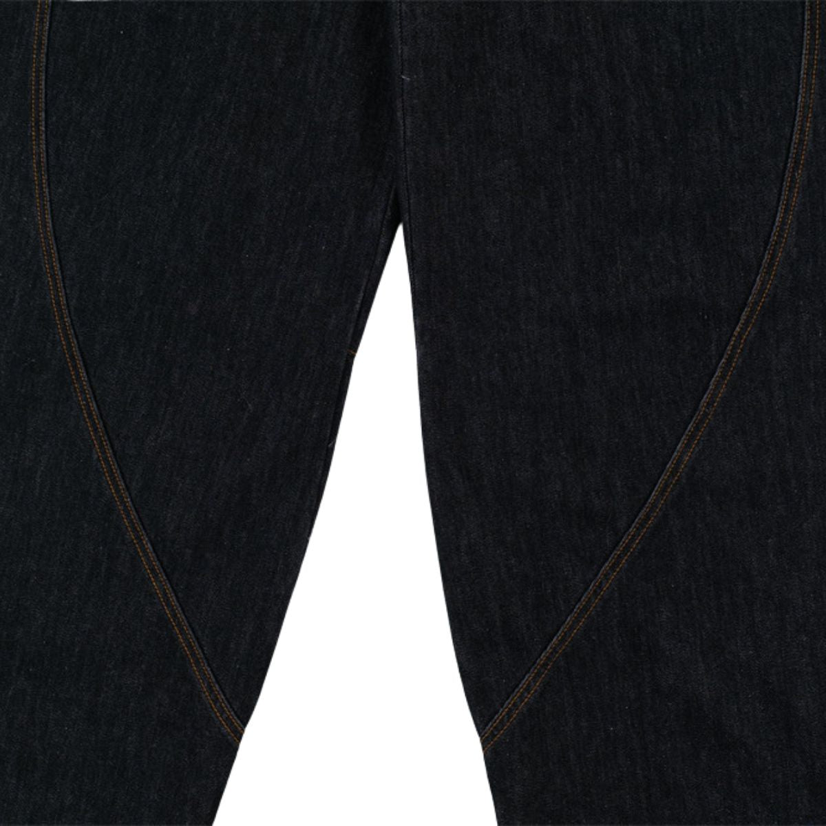 Men's Curved Crescent Denim Pants �Loose Wide-Leg Street Style