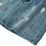 Rhinestone Embellished Paint-Splattered Mini Skirt