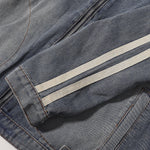 Stand Collar Zip-Up Washed Denim Jacket