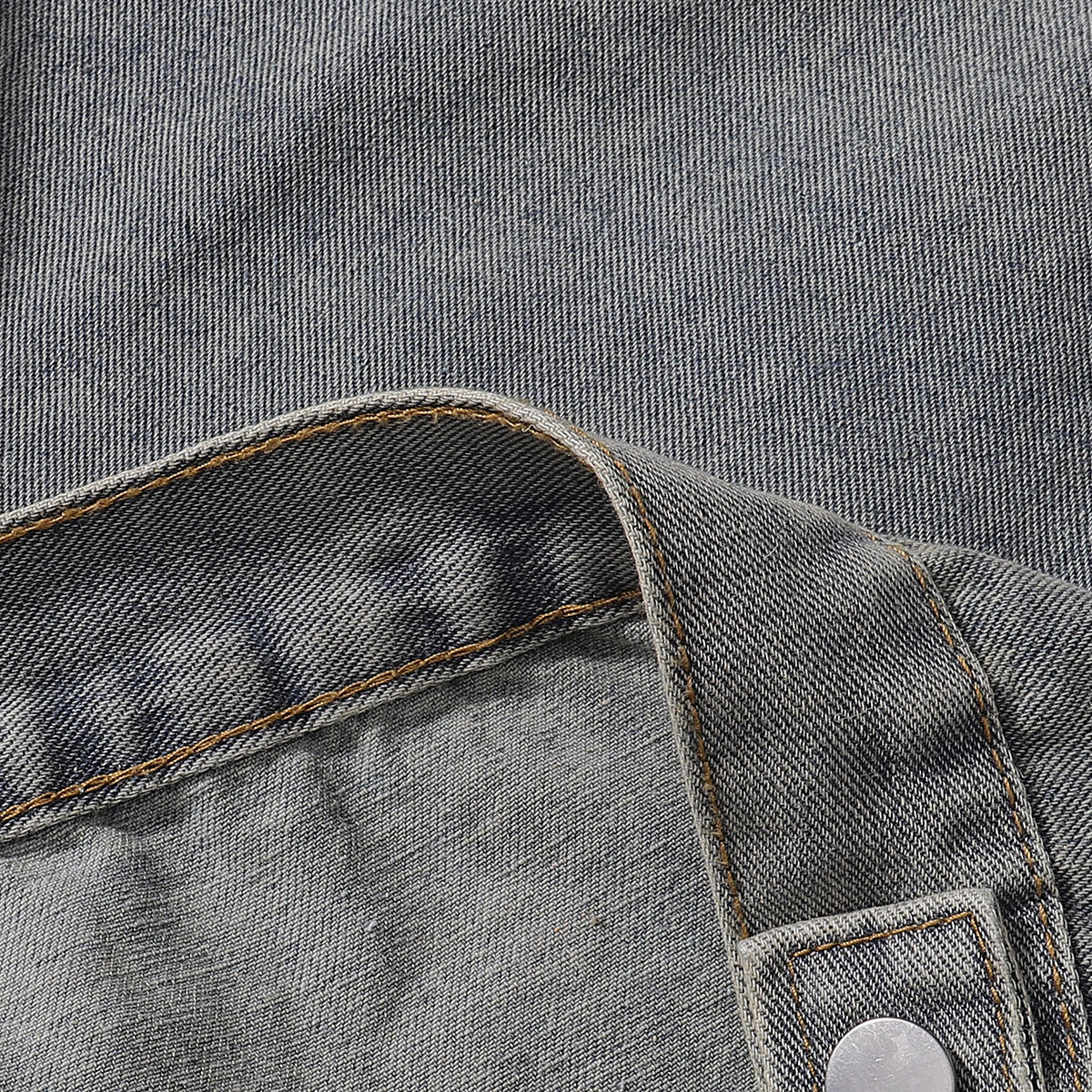 Contrast Stripe Washed Denim Baggy Jacket