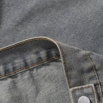 Contrast Stripe Washed Denim Baggy Jacket