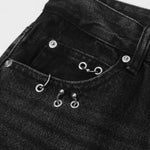 Washed Black Denim Utility Cargo Pants