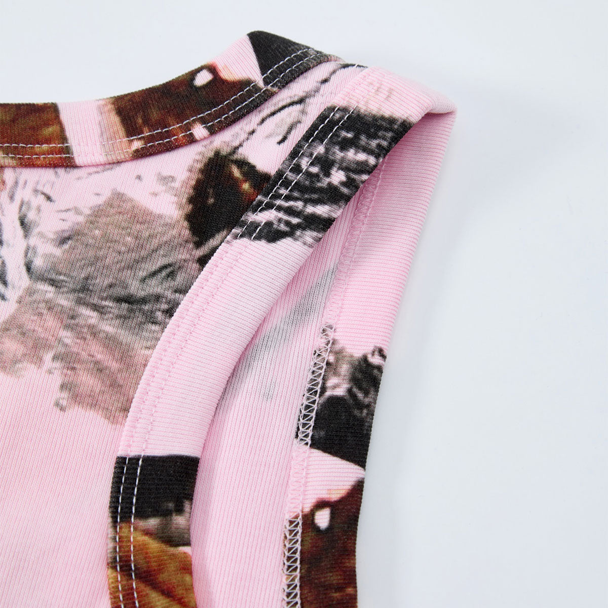 Womens Pink Camo Sleeveless Casual Sport Tank