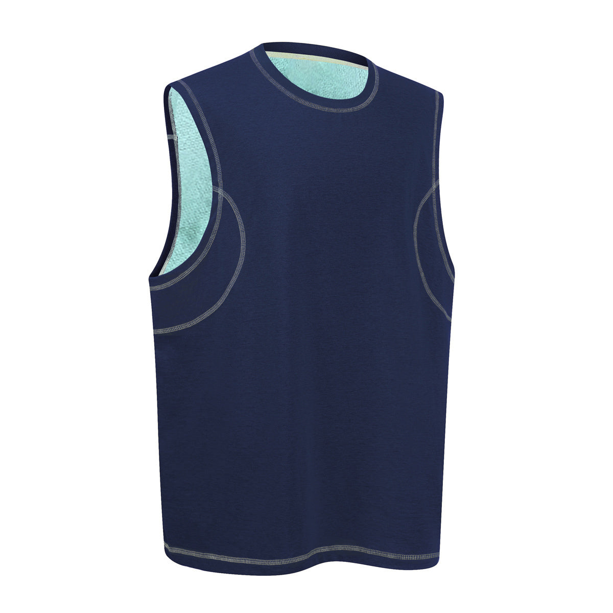 Contrast Stitching Sleeveless Crew Neck Casual Sport Tee