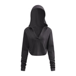 Ruched Waist Cotton Cropped Hoodie