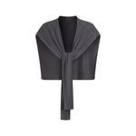 Front Tie Ribbed Knit Shoulder Wrap