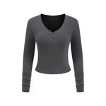 Long-Sleeve Ribbed Henley Top 8.25oz