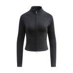 Double-Slider Zipper Fleece Cropped Sweatshirt