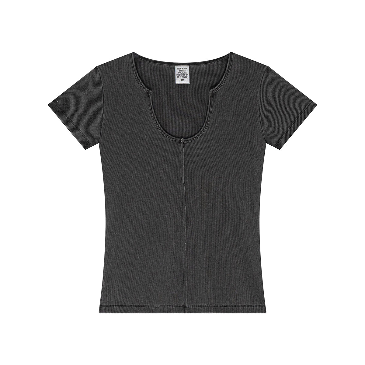 Fitted Rib-Knit V Neck T-Shirt 275gsm