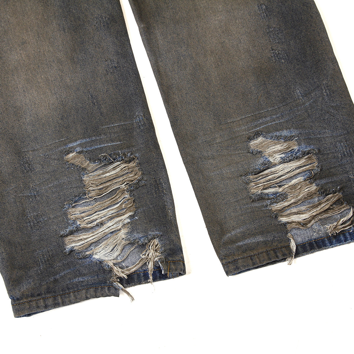 Wrinkle Wash Heavy Ripped Denim Pants