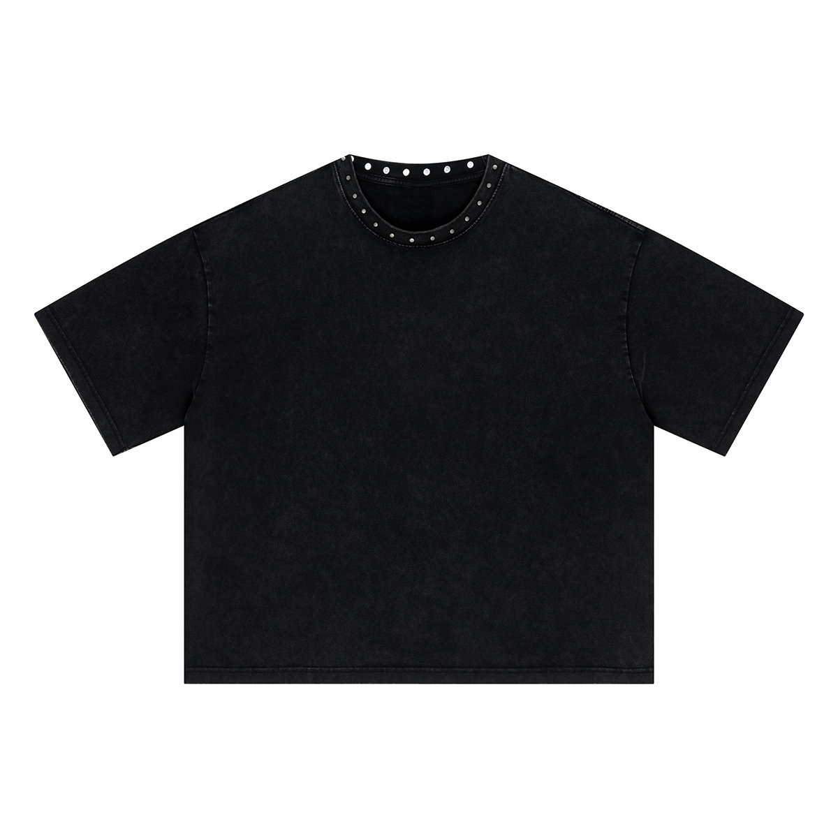 Vintage Washed Oversized Metal Rivet Neckline Tee