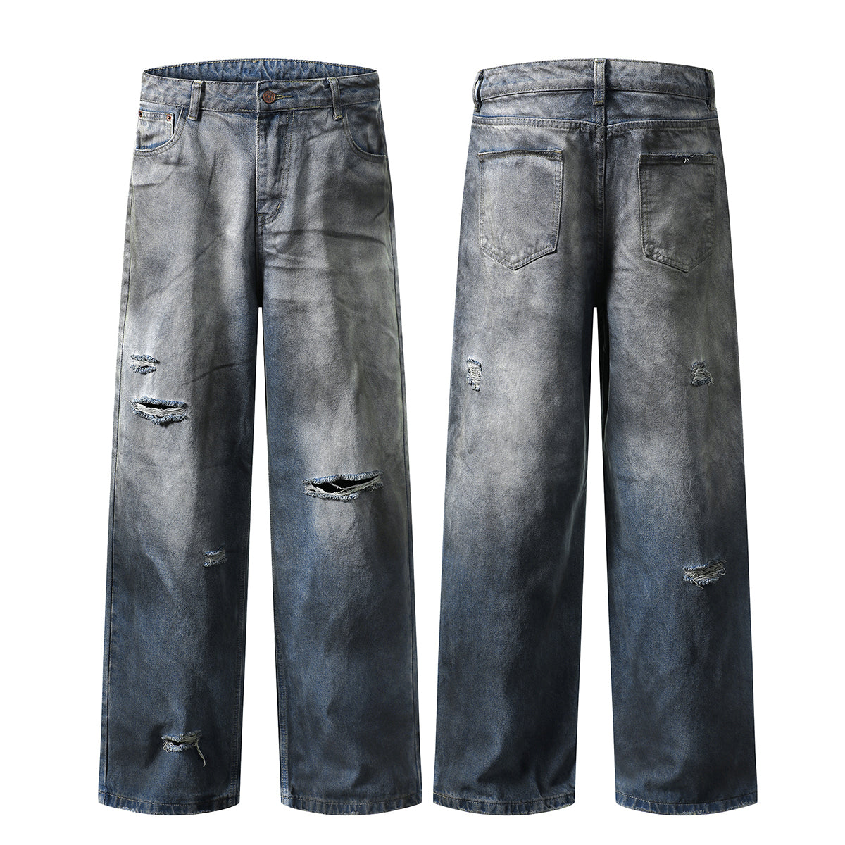 Vintage Faded Ripped Denim Pants