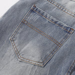 High-Waist Washed Denim Bermuda Shorts