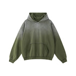 Ombre Raw Edge Kangaroo Pocket Distressed Hoodie